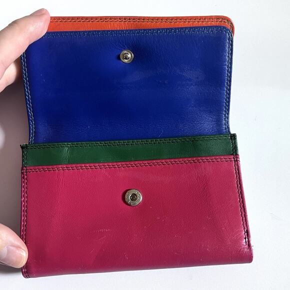 MyWalit Colorful Italian Leather Trifold Wallet ID Window Zip Coin Billfold - Picture 4 of 13